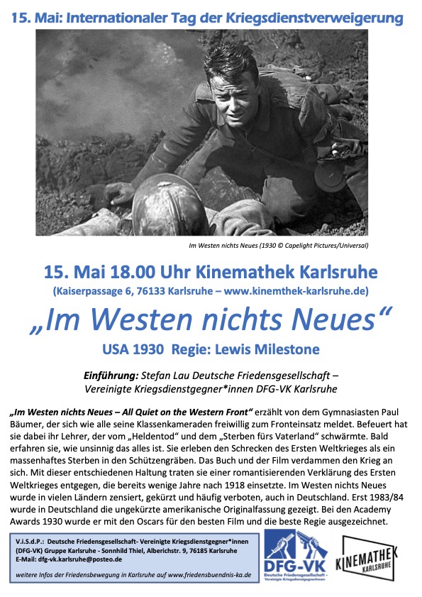 Flyer zum Film "Im Westen nichts Neues" von 1930