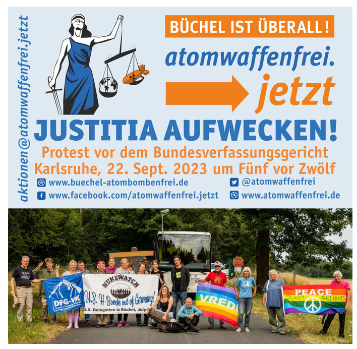 Plakat Justitia Aufwecken - Atomwaffenfrei jetzt